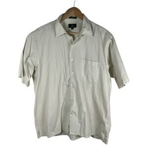 Club Room Button Down Short Sleeve Casual Shirt Size Large 100% Cotton Light Tan